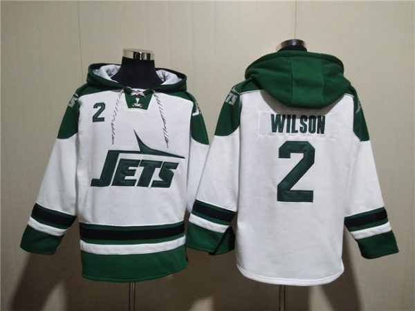 Men New York Jets #2 Zach Wilson White Ageless Must-Have Lace-Up Pullover Hoodie