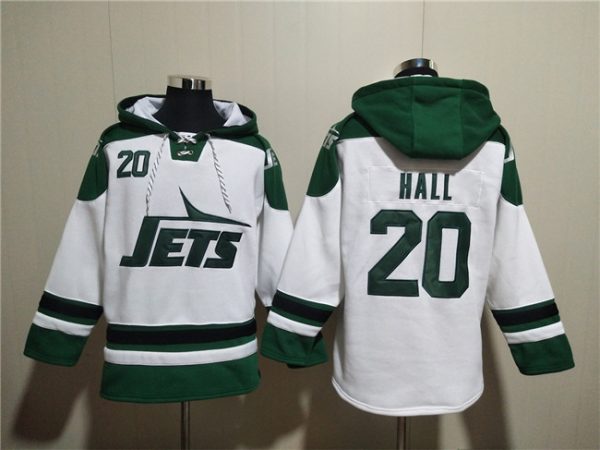 Men New York Jets #20 Breece Hall White Ageless Must-Have Lace-Up Pullover Hoodie