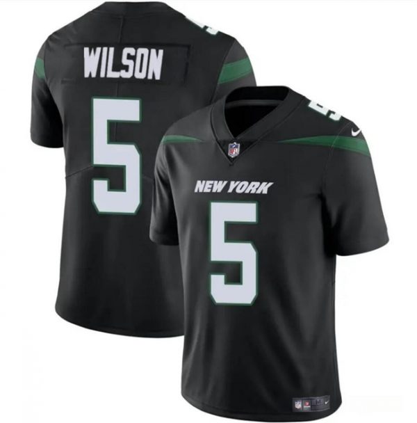 Men New York Jets #5 Garrett Wilson Black Vapor Untouchable Limited Stitched Jersey