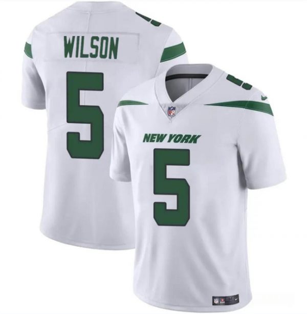 Men New York Jets #5 Garrett Wilson White Vapor Untouchable Limited Stitched Jersey