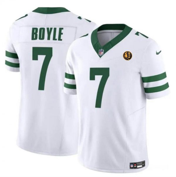 Men New York Jets #7 Tim Boyle White 2023 F.U.S.E. Throwback With John Madden Patch Vapor Limited Stitched Football Jersey