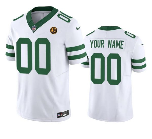 New York Jets Active Player Custom White 2023 F.U.S.E. Throwback With John Madden Patch Vapor Limited Stitched Football Jersey