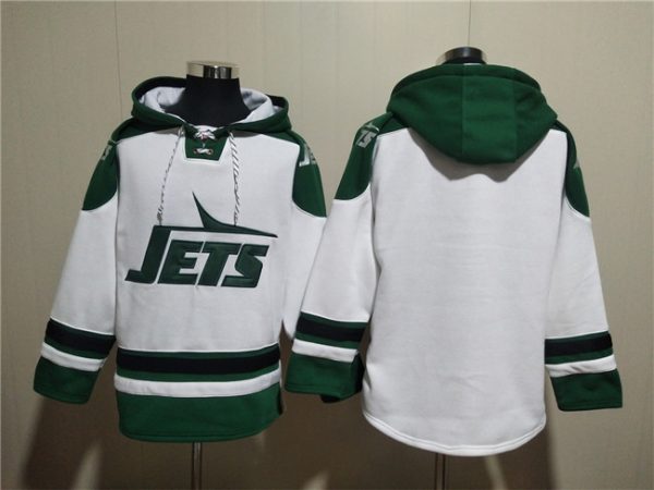 Men New York Jets Blank White Ageless Must-Have Lace-Up Pullover Hoodie