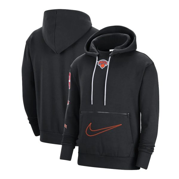 Men New York Knicks Black 2022/23 City Edition Courtside Heavyweight Fleece Pullover Hoodie