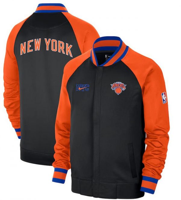 Men New York Knicks Black/Orange 2022/23 City Edition Full-Zip Jacket
