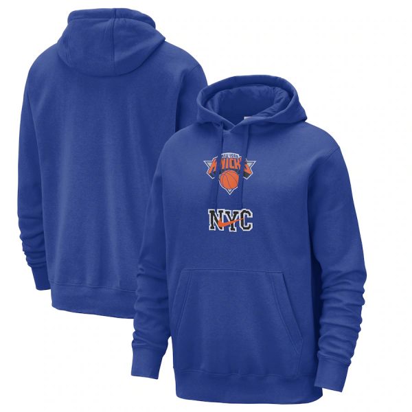 Men New York Knicks Blue 2023/24 City Edition Essential Club Pullover Hoodie