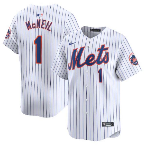 Men New York Mets #1 Jeff McNeil White 2024 Home Limited Stitched Baseball Jersey