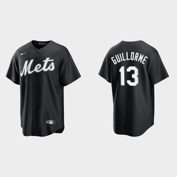 Men New York Mets #13 Luis Guillorme Black Cool Base Stitched Baseball Jersey