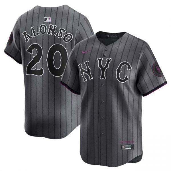Men New York Mets #20 Pete Alonso Graphite 2024 City Connect Limited Stitched Baseball Jersey