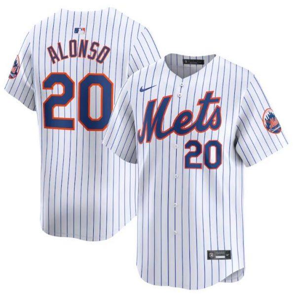 Men New York Mets #20 Pete Alonso White 2024 Home Limited Stitched Baseball Jersey