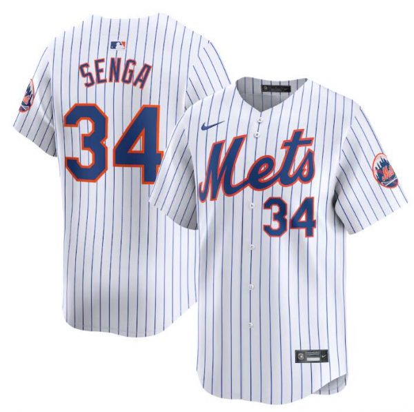 Men New York Mets #34 Kodai Senga White 2024 Home Limited Stitched Baseball Jersey