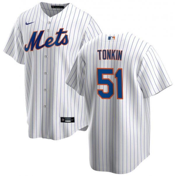 Men New York Mets #51 Michael Tonkin White Cool Base Stitched Baseball Jersey