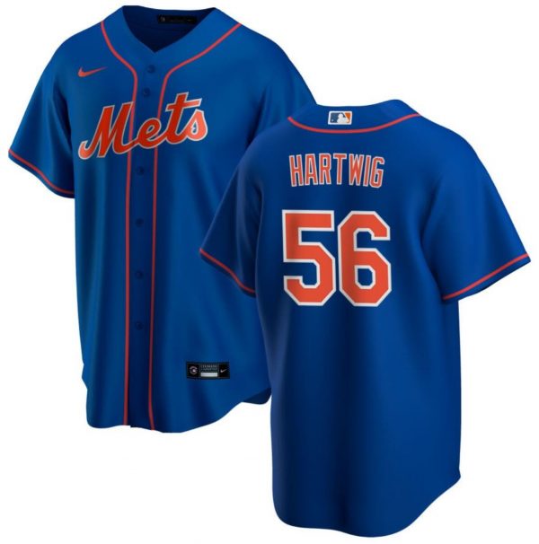 Men New York Mets #56 Grant Hartwig Blue Cool Base Stitched Baseball Jersey
