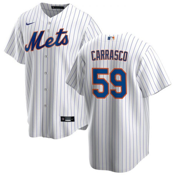Men New York Mets #59 Carlos Carrasco White Cool Base Stitched Jersey
