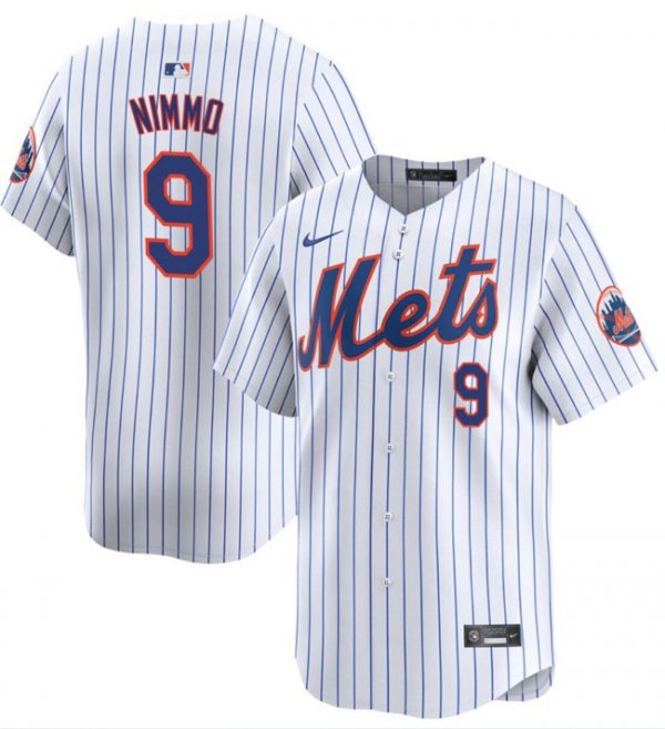 Men New York Mets #9 Brandon Nimmo White 2024 Home Limited Stitched Baseball Jersey