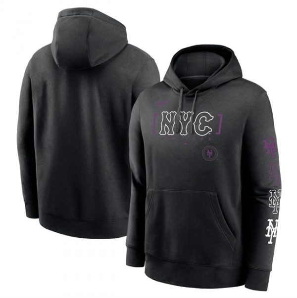Men New York Mets Black 2024 City Connect Club Fleece Pullover Hoodie