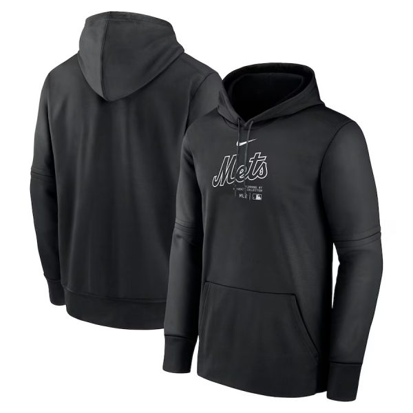 Men New York Mets Black Collection Practice Performance Pullover Hoodie