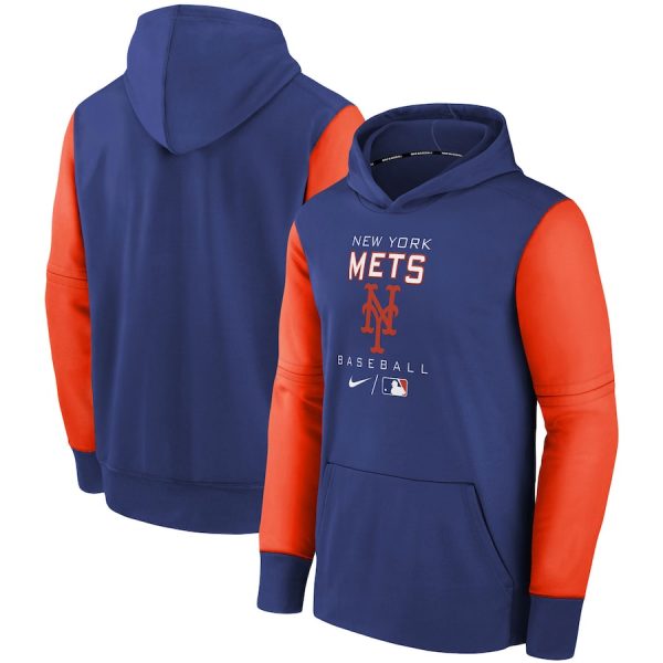 Men New York Mets Blue 2022 City Connect Therma Performance Pullover Hoodie