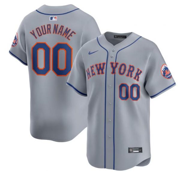 New York Mets Customized Gray 2024 Away Limited Stitched Baseball Jersey