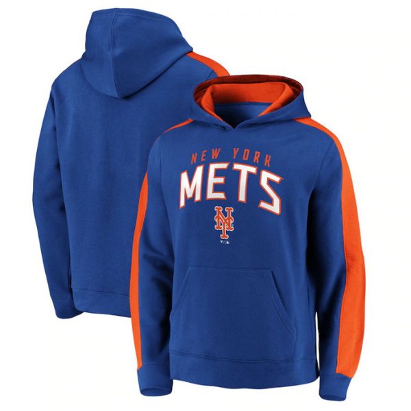 Men New York Mets Royal Game Time Arch Pullover Hoodie Pullover Hoodie