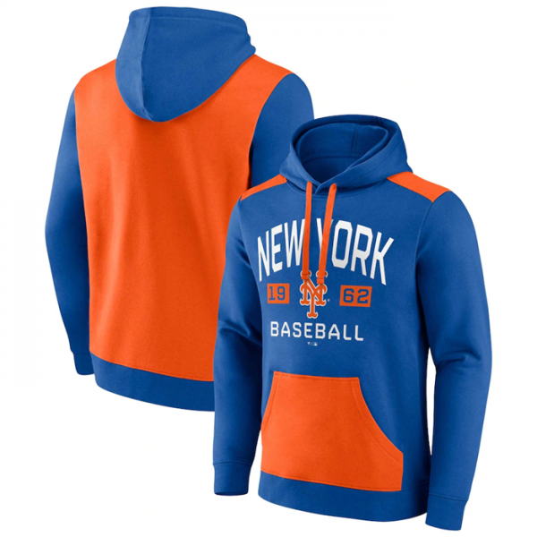 Men New York Mets Royal/Orange Chip In Pullover Hoodie