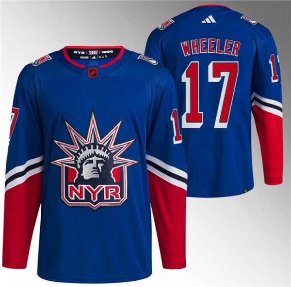 Men New York Rangers #17 Blake Wheeler Blue Reverse Retro Stitched Jersey