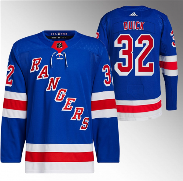 Men New York Rangers #32 Jonathan Quick Royal Stitched Jersey