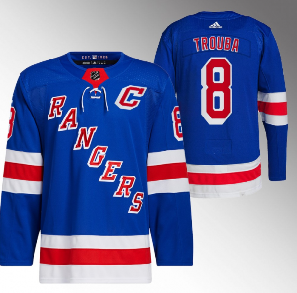 Men New York Rangers #8 Jacob Trouba Blue Stitched Jersey