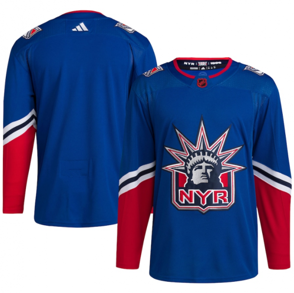 Men New York Rangers Blank Blue 2022-23 Reverse Retro Stitched Jersey