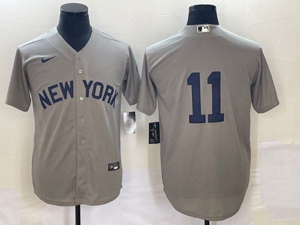 Men New York Yankees #11 Anthony Volpe Gray Cool Base Stitched Baseball Jersey
