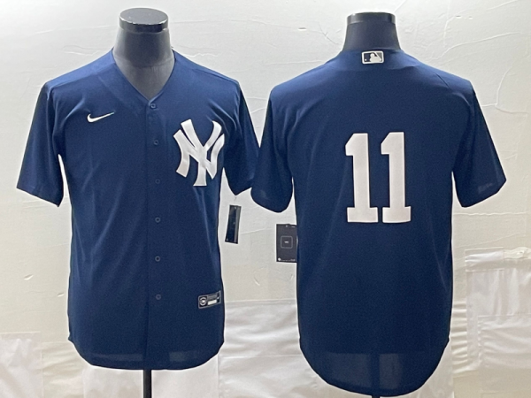 Men New York Yankees #11 Anthony Volpe Navy Cool Base Stitched Baseball Jersey