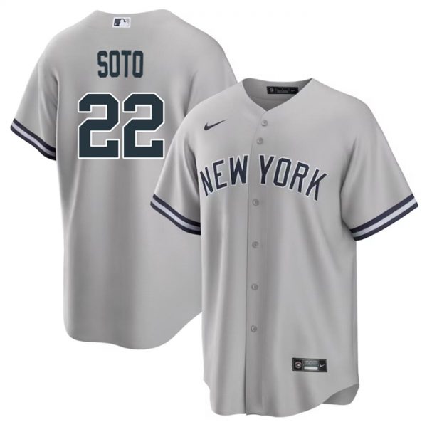 Men New York Yankees #22 Juan Soto Grey Cool Base Stitched Baseball Jersey
