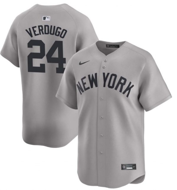 Men New York Yankees #24 Alex Verdugo Gray 2024 Away Limited Cool Base Stitched Baseball Jersey