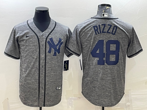 Men New York Yankees #48 Anthony Rizzo Grey Cool Base Stitched Jersey