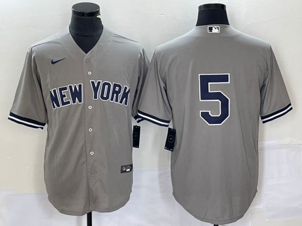 Men New York Yankees #5 Joe DiMaggio Grey Cool Base Stitched Baseball Jersey