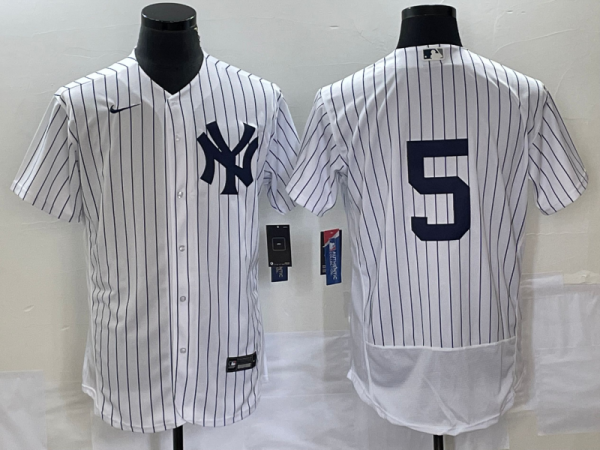 Men New York Yankees #5 Joe DiMaggio White Flex Base Stitched Baseball Jersey