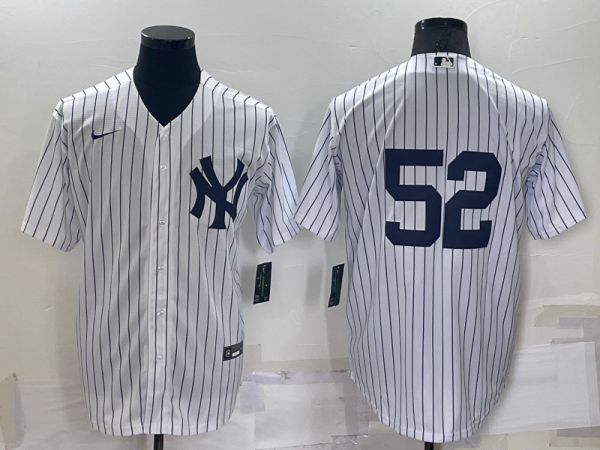 Men New York Yankees #52 C.C. Sabathia White Cool Base Stitched Jersey