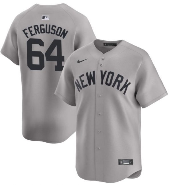 Men New York Yankees #64 Caleb Ferguson Gray 2024 Away Limited Cool Base Stitched Baseball Jersey