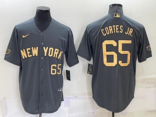Men New York Yankees #65 Nestor Cortes Jr. 2022 All-Star Charcoal Cool Base Stitched Baseball Jersey
