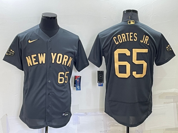 Men New York Yankees #65 Nestor Cortes Jr. 2022 All-Star Charcoal Flex Base Stitched Baseball Jersey