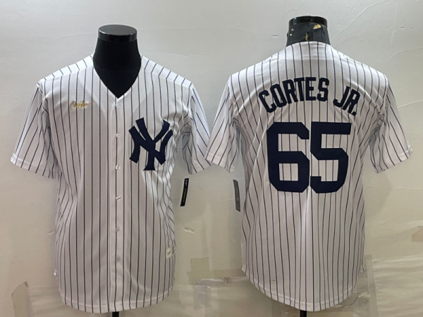 Men New York Yankees #65 Nestor Cortes Jr. White Cool Base Stitched Jersey