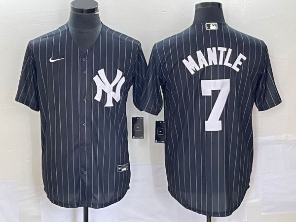 Men New York Yankees #7 Mickey Mantle Black Cool Base Stitched Baseball Jersey