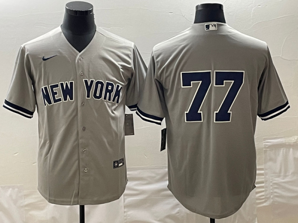 Men New York Yankees #77 Clint Frazier Gray Cool Base Stitched Jersey