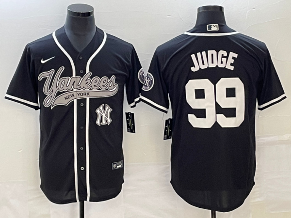 Men New York Yankees #99 Aaron Judge Black With Patch Cool Base Stitched Baseball Jersey