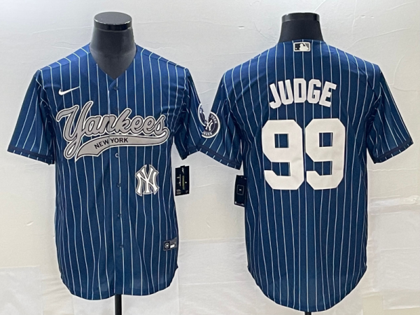 Men New York Yankees #99 Aaron Judge Navy With Patch Cool Base Stitched Baseball Jersey