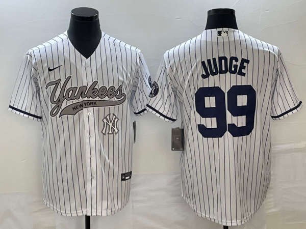 Men New York Yankees #99 Aaron Judge White With Patch Cool Base Stitched Baseball Jersey