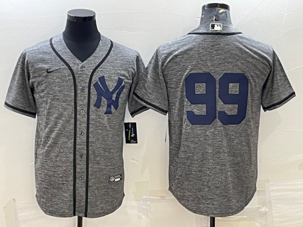 Men New York Yankees #99 Aaron Judgey Grey Cool Base Stitched Jersey