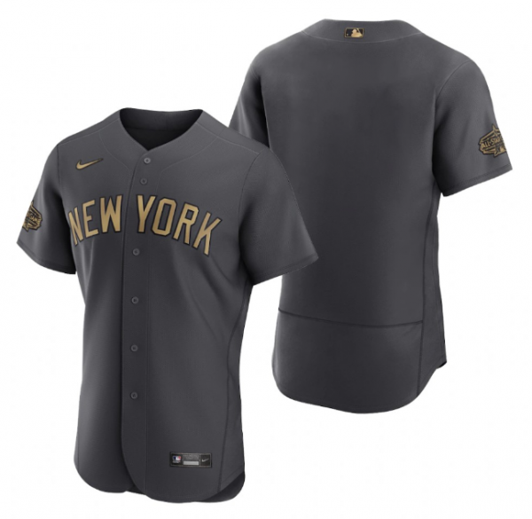 Men New York Yankees Blank 2022 All-Star Charcoal Flex Base Stitched Baseball Jersey