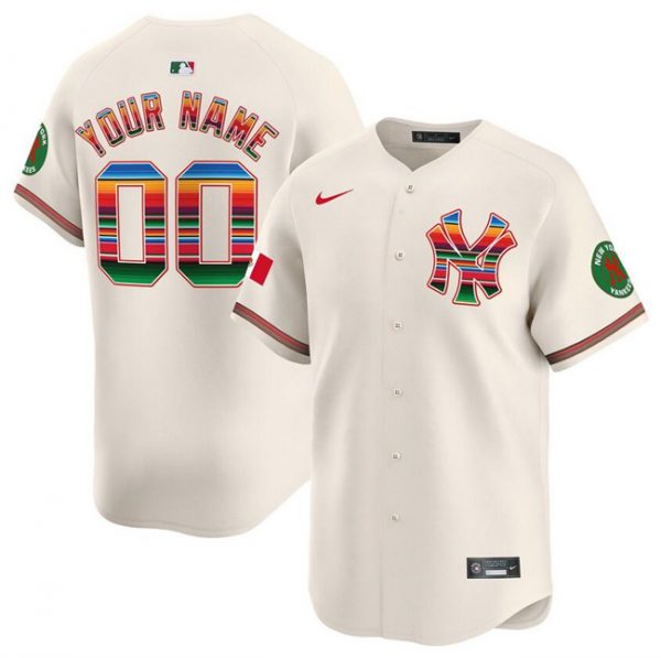 New York Yankees Customized Cream Mexico Vapor Premier Limited Stitched Baseball Jersey