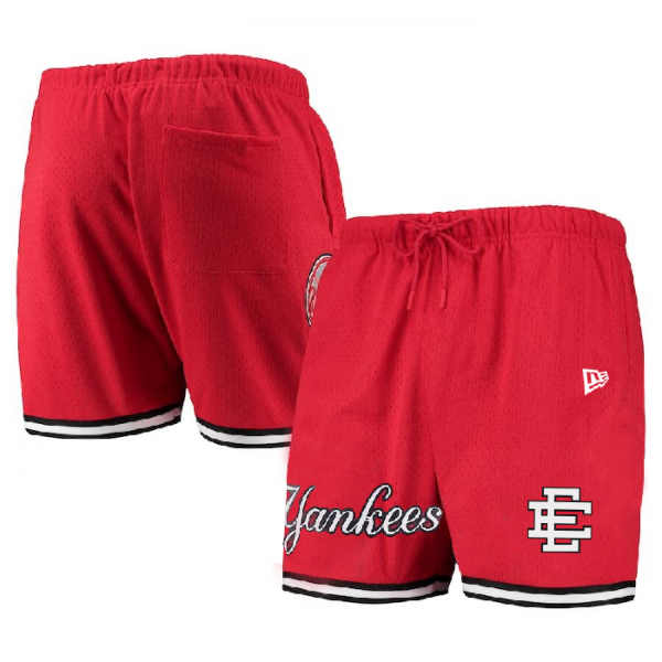 Men New York Yankees Red Mesh Shorts 001